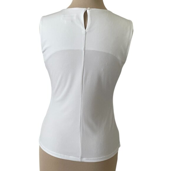 Calvin Klein Women's Pleat Neck Sleeveless Top White, Size 2 - Picture 5 of 8